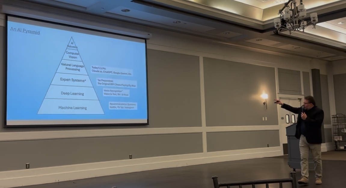 Jack Heslin presenting the AI Pyramid slide